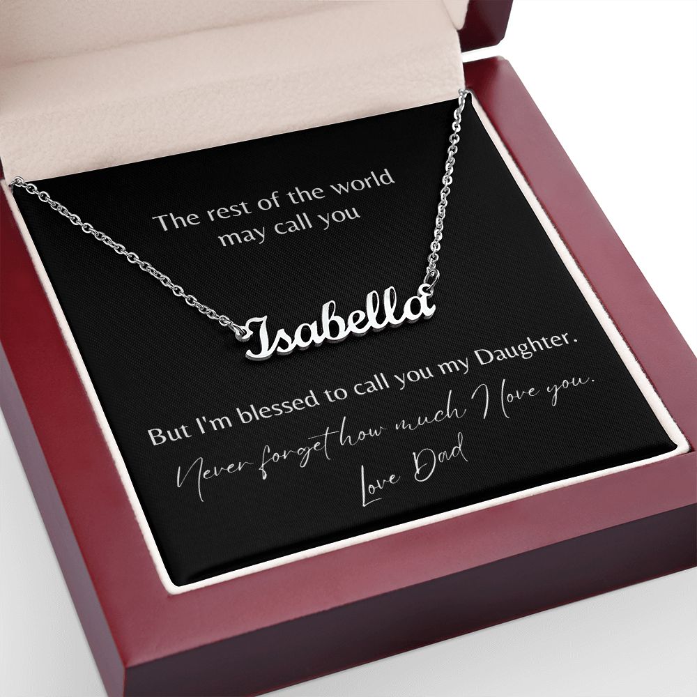 To My Daughter Name Necklace Love Dad